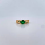 Anillo Solitario Cruzado 2.65gr / T5 / Circones Verdes  Oro Amarillo 18K $