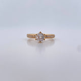 Anillo Soltario Corona 2.6gr / T6 1/2 / Circones Blancos Oro Amarillo 18K $