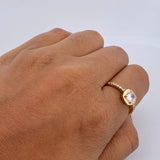 Anillo Solitario 3.5gr / T7 1/4 / Circones Blancos Oro Amarillo 18K $