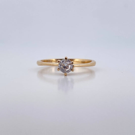 Anillo Solitario 2.85gr / T7 3/4 / Circon Blanco Oro Amarillo 18K $