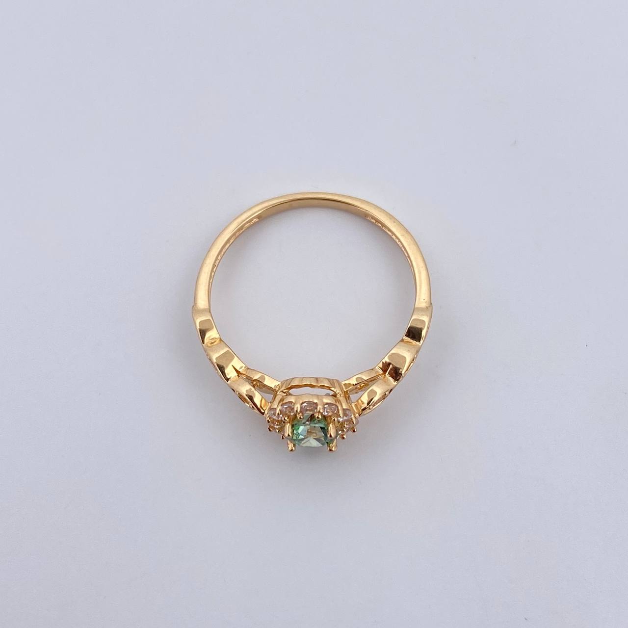 Anillo Halo 1.75gr / T5 1/4 / Circones Blancos Verde Oro Amarillo 18K $