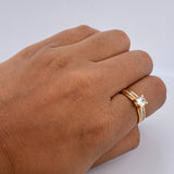 Anillo Solitario 3.2gr / T6 / Circones Blanco Oro Amarillo 18K $