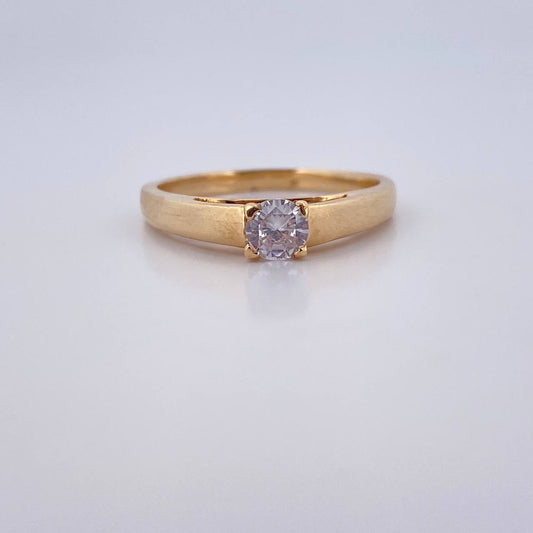 Anillo Solitario 3.9gr / T7 1/2 / Circon Blanco Oro Amarillo 18K $