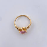Anillo Solitario Corazon Cruzado 4.05gr / T5 3/4 / Circones Blancos} Rosado Oro Amarillo 18K $
