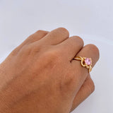 Anillo Solitario Corazon Cruzado 4.05gr / T5 3/4 / Circones Blancos} Rosado Oro Amarillo 18K $
