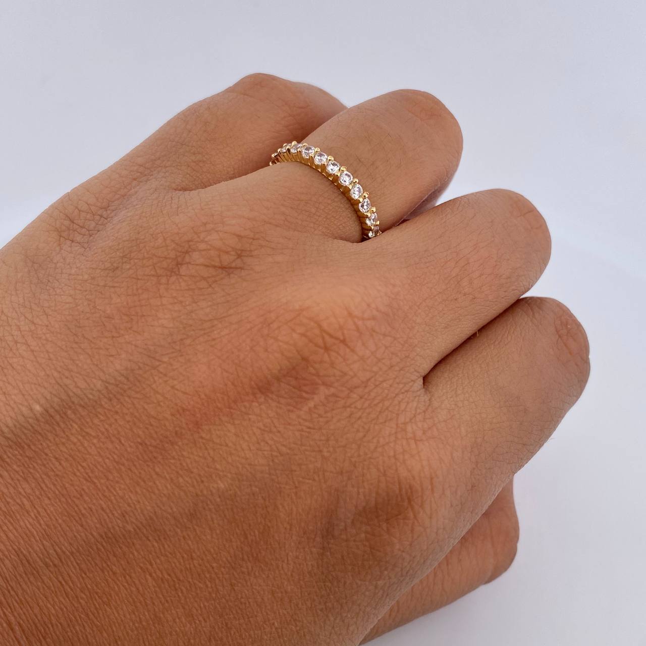 Anillo Churumbela 1.8gr / T5 / Circones Blancos Oro Amarillo 18K $