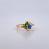 Anillo Linea Doble 2.9gr / T6 1/2 / Circones Blancos Verde Azul Oro Amarillo 18K $