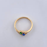 Anillo Linea Doble 2.9gr / T6 1/2 / Circones Blancos Verde Azul Oro Amarillo 18K $