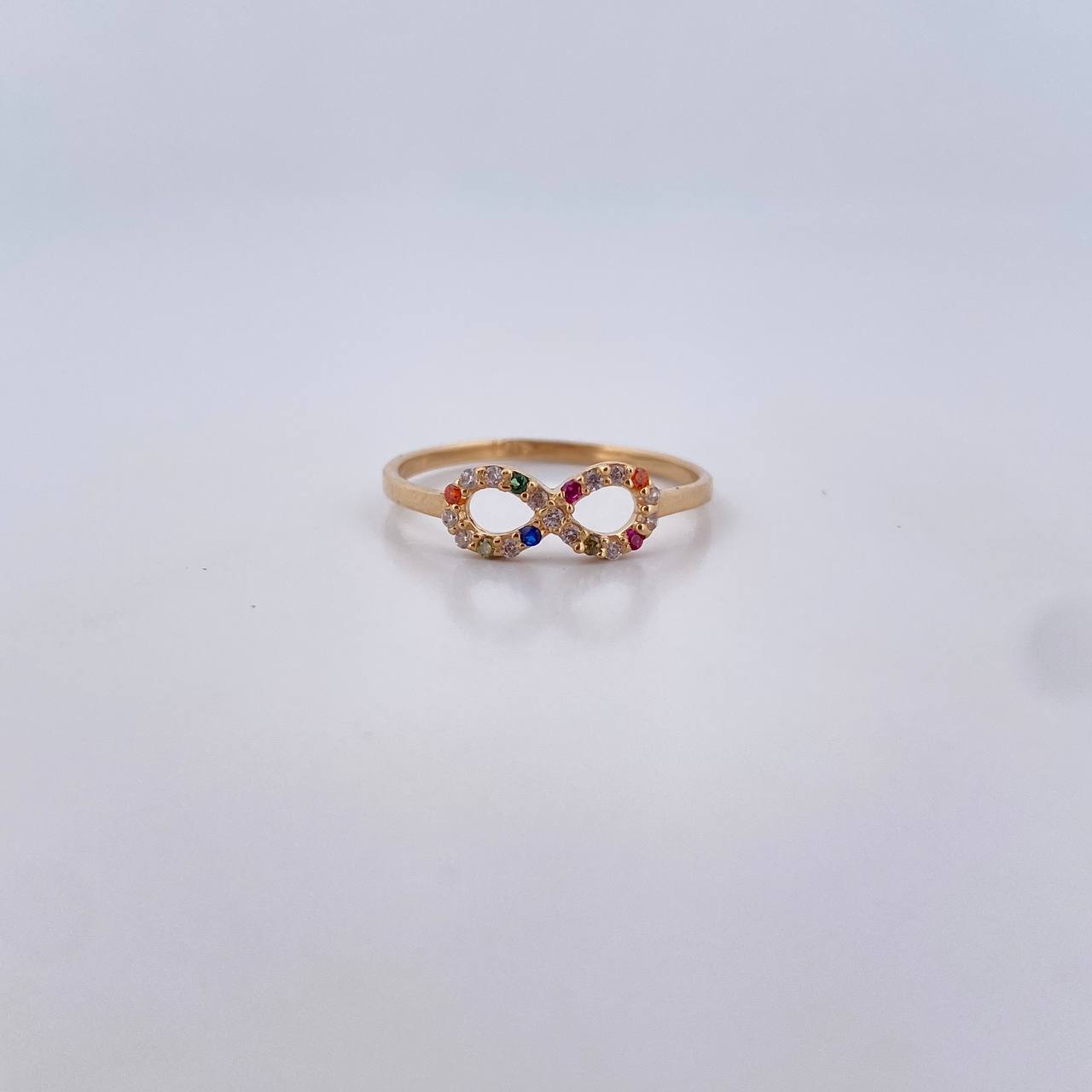 Anillo Infinito 1.05gr / T5 1/2 / Circones De Colores Oro Amarillo 18K $