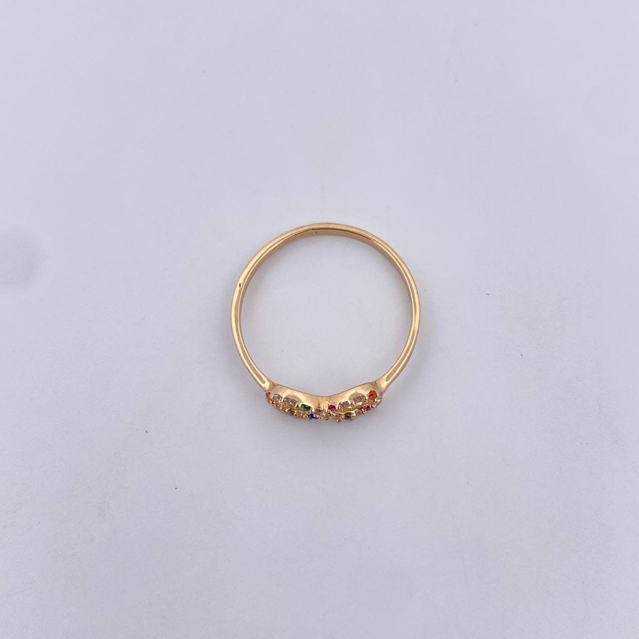 Anillo Infinito 1.05gr / T5 1/2 / Circones De Colores Oro Amarillo 18K $