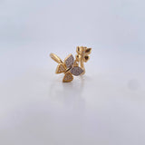 Anillo Mariposa Doble 3.65gr / T7 / Circones Blancos Dos Oros Amarillo Blanco 18K $