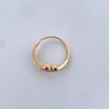 Anillo Lineas 2.5gr / T6 1/2 / Circones Blancos Fucsia Azul Oro Amarillo 18K $