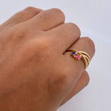 Anillo Lineas 2.5gr / T6 1/2 / Circones Blancos Fucsia Azul Oro Amarillo 18K $