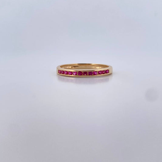 Anillo Argolla 2gr / T7 3/4 / Circones Fucsias Oro Amarillo 18K $