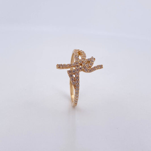 Anillo Fe 1.85gr / T5 3/4 / Circones Blancos Oro Amarillo 18K $