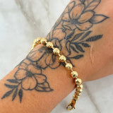 Pulso Militar 15.55gr / 21cm / 5.7mm Bolas Diamantadas Oro Amarillo 18K