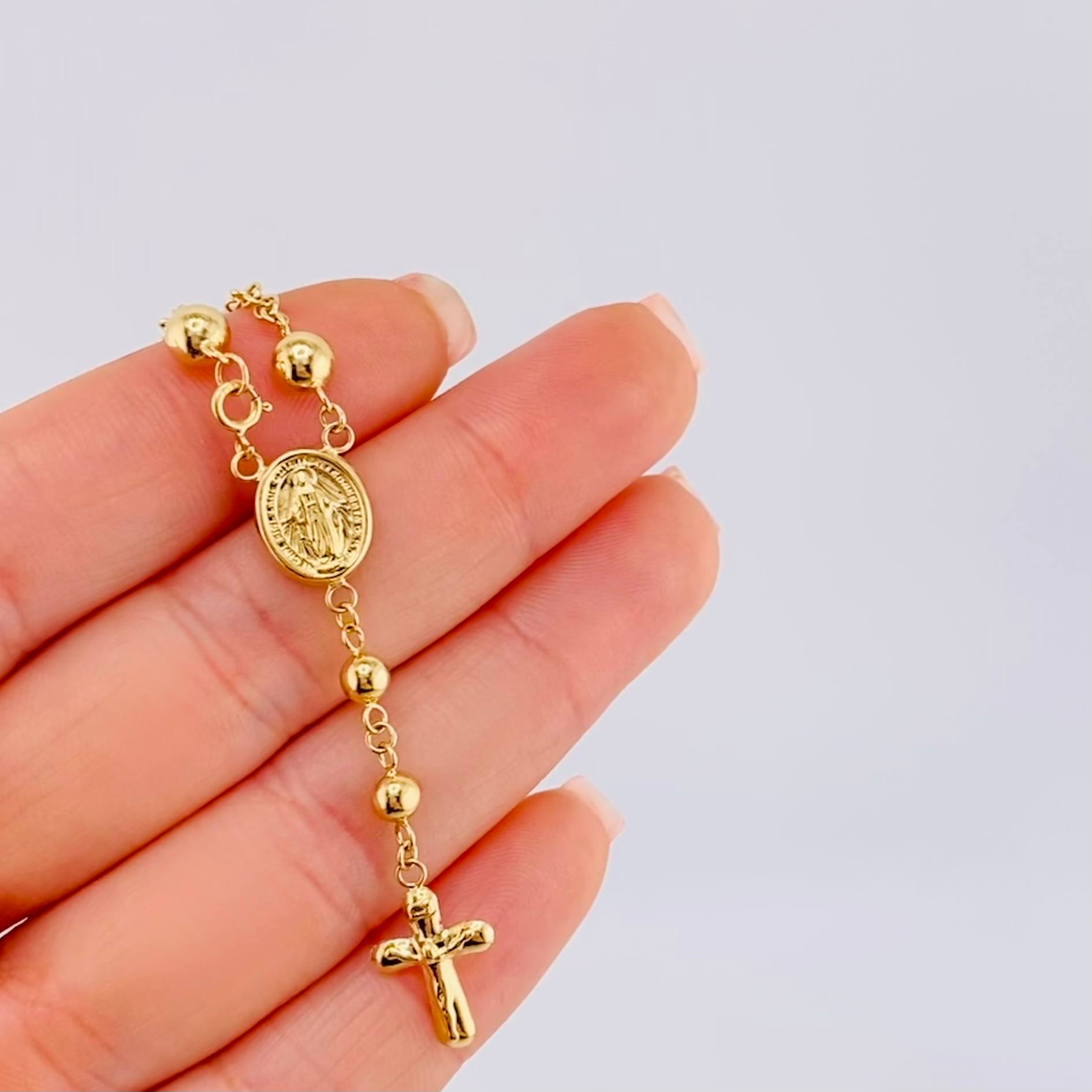 Pulso Denario Virgen Milagrosa 3.55gr / 18cm / 3.85mm Oro Amarillo 18K