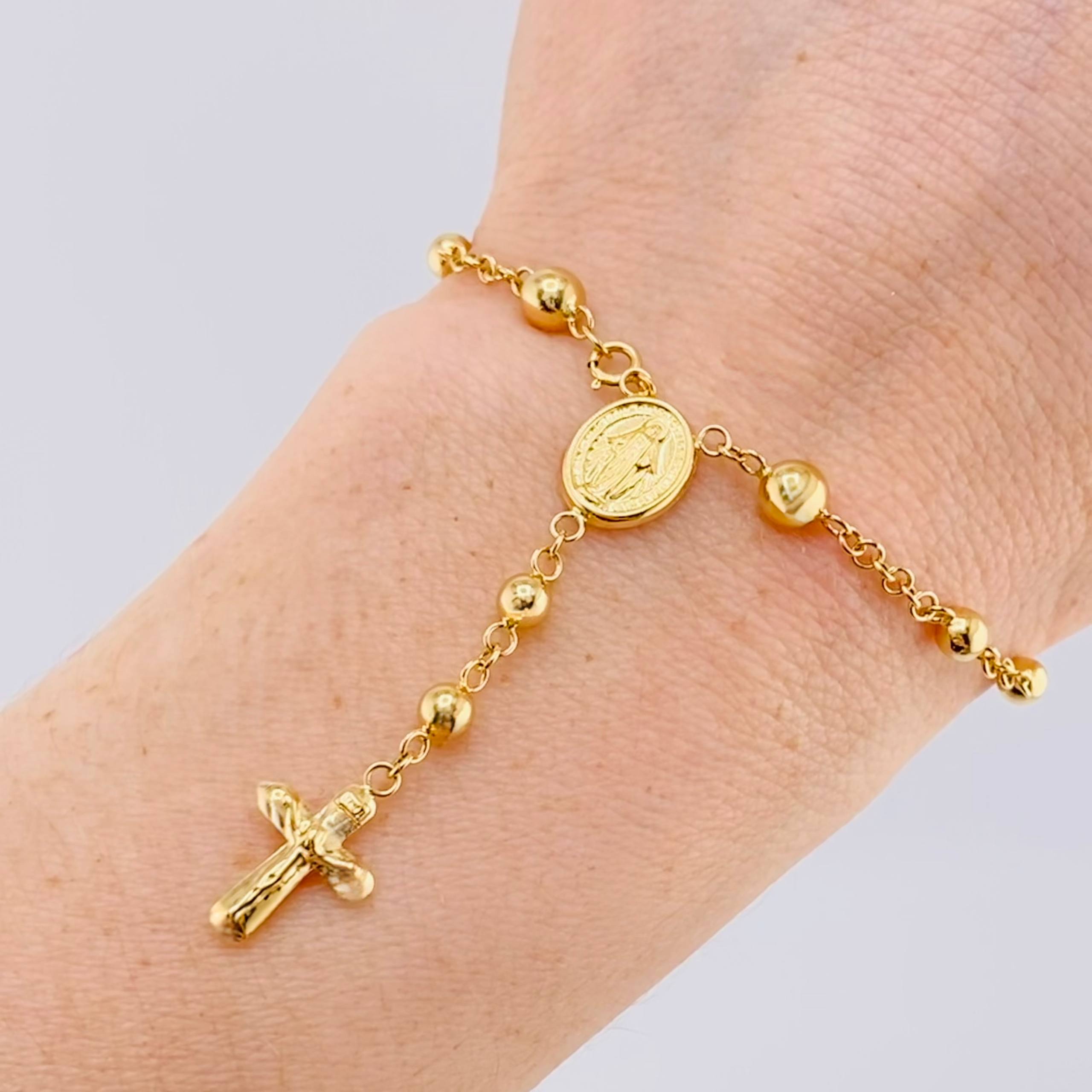 Pulso Denario Virgen Milagrosa 3.55gr / 18cm / 3.85mm Oro Amarillo 18K