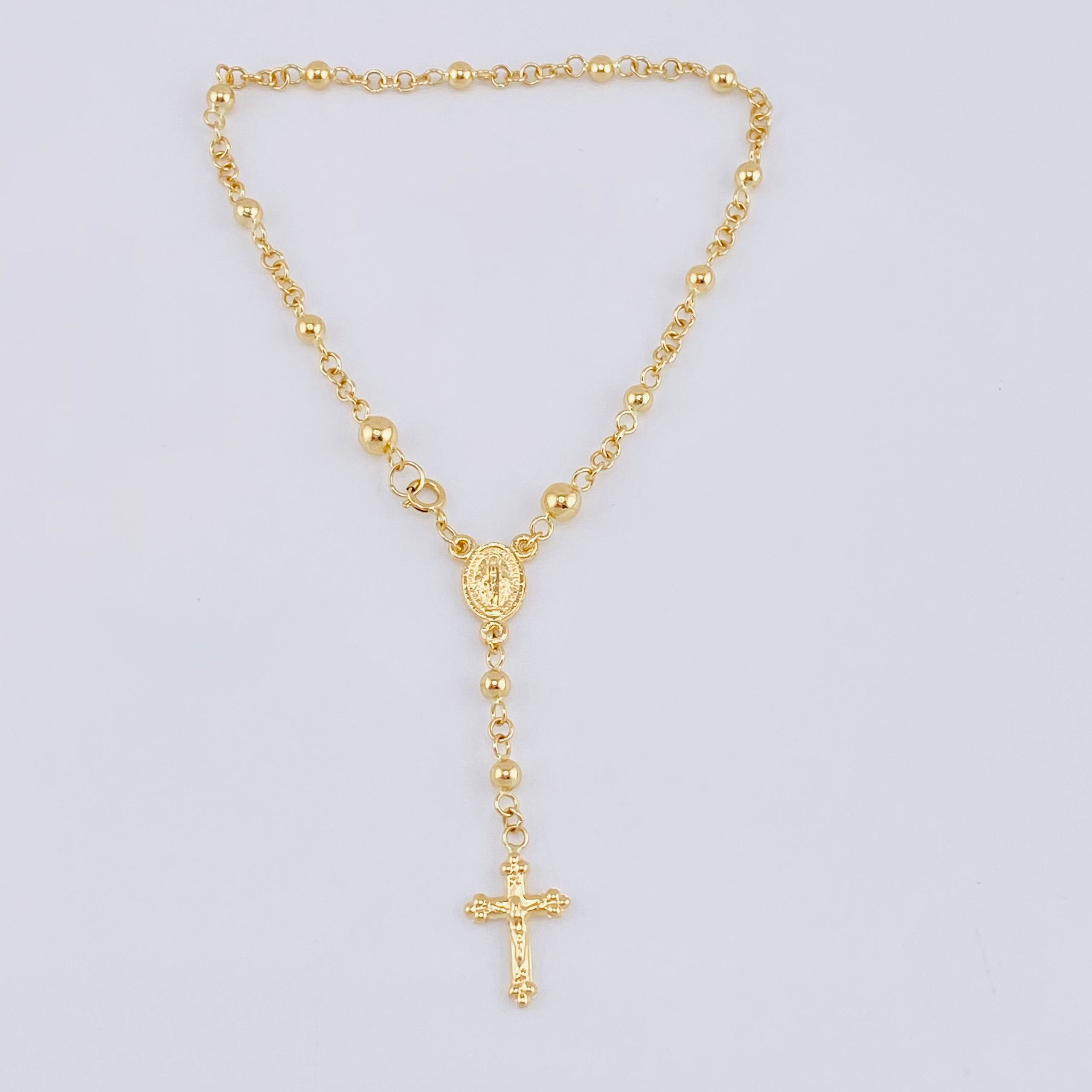 Pulso Denario Virgen Milagrosa 3.3gr / 20cm / 2.95mm Oro Amarillo 18K *