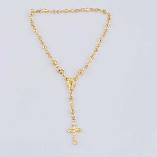 Pulso Denario Virgen Milagrosa 3.25gr / 18.5cm / 2.95mm Oro Amarillo 18K