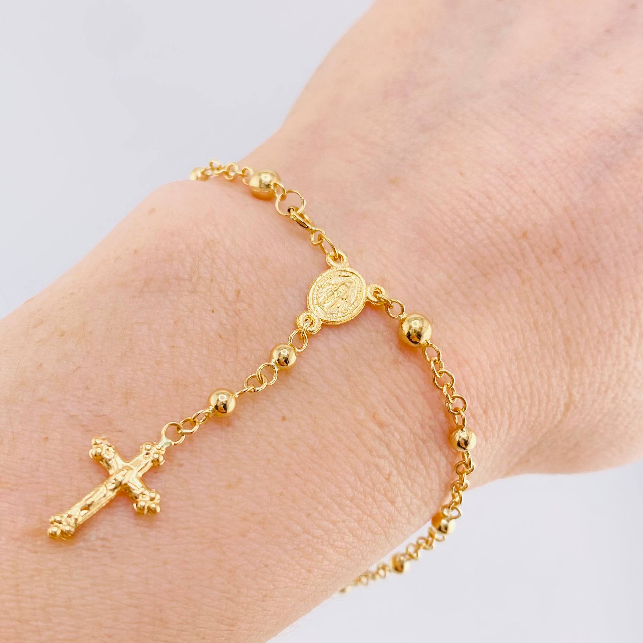 Pulso Denario Virgen Milagrosa 3.3gr / 20cm / 2.95mm Oro Amarillo 18K *