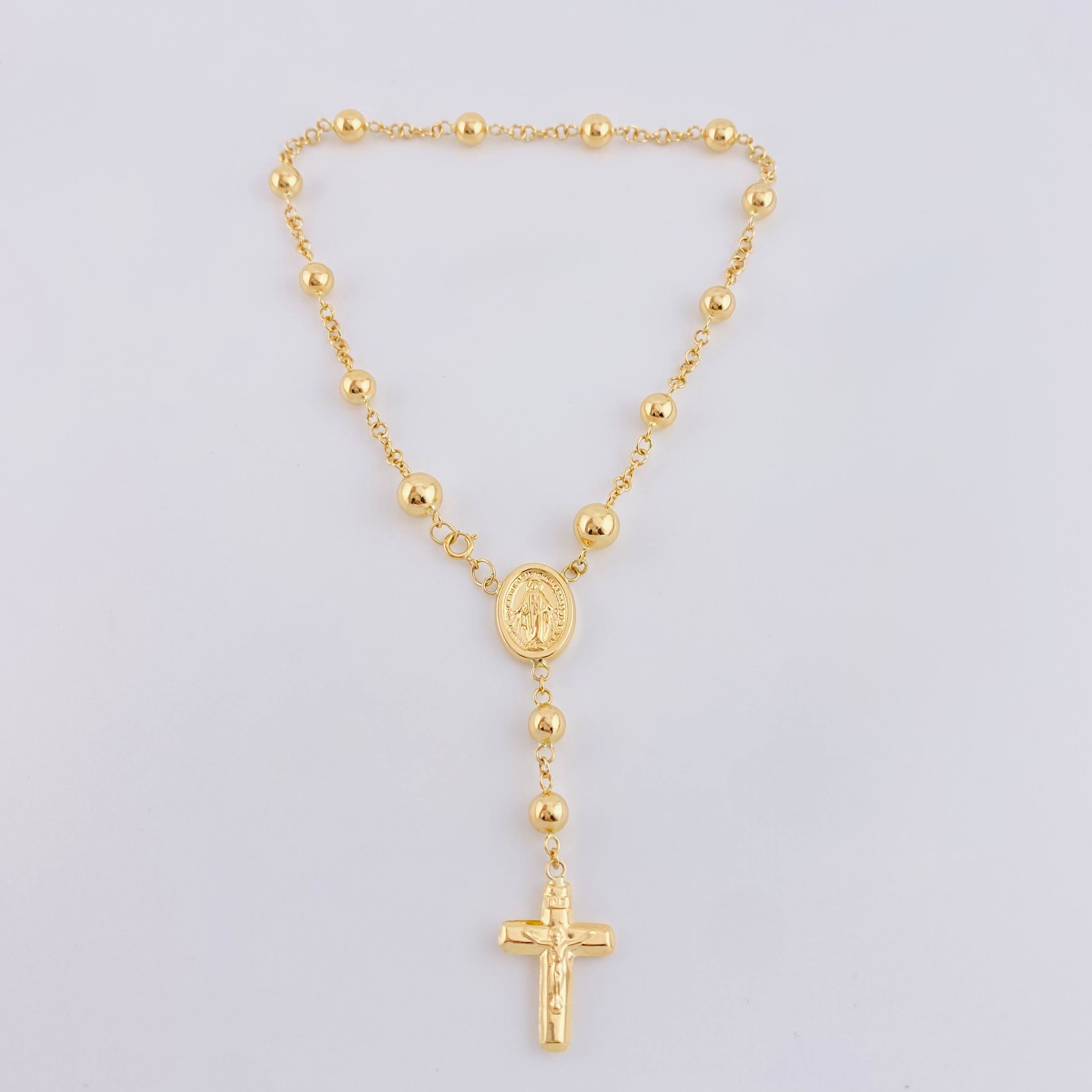 Tobillera Denario Virgen Milagrosa 5.1gr / 23cm / 4.9mm Oro Amarillo 18K