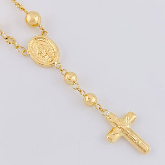 Tobillera Denario Virgen Milagrosa Cruz Cristo 5.4 g / 28,5 cm / 5 mm - 6 mm Oro Amarillo 18K
