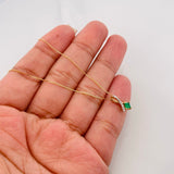 Set Cadena Veneciana + Dije Rombo Lazo Cruzado Esmeralda 15Pts Diamantes 4Pts / 1.65 g / 50 cm Oro Amarillo 18K