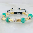 Pulsera Negra Esmeralda Lunas Figuerinas 2.5gr / Dos Oros Amarillo Blanco 18K *