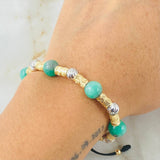 Pulsera Negra Esmeralda Lunas Figuerinas 2.5gr / Dos Oros Amarillo Blanco 18K *