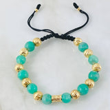 Pulsera Negra Esmeralda Segmentos Rayado 2.8gr / Oro Amarillo 18K *