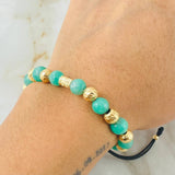 Pulsera Negra Esmeralda Segmentos Rayado 2.8gr / Oro Amarillo 18K *