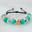 Pulsera Negra Esmeralda Esferas Singulares 2.1gr / Dos Oros Amarillo Blanco 18K *