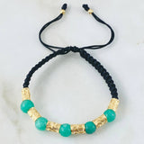 Pulsera Negra Esmeralda Segmentos Lunares 1gr / Oro Amarillo 18K *