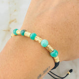 Pulsera Negra Esmeralda Segmentos Lunares 1gr / Oro Amarillo 18K *