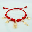 Pulsera Tejida Roja Siete Nudo Oro Amarillo 18K