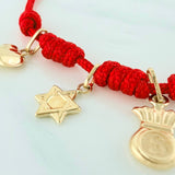 Pulsera Tejida Roja Siete Nudos Oro Amarillo 18K