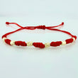 Pulsera Tejida Roja Siete Nudos Oro Amarillo 18K