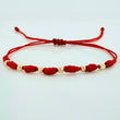 Pulsera Tejida Roja Siete Nudos Oro Amarillo 18K