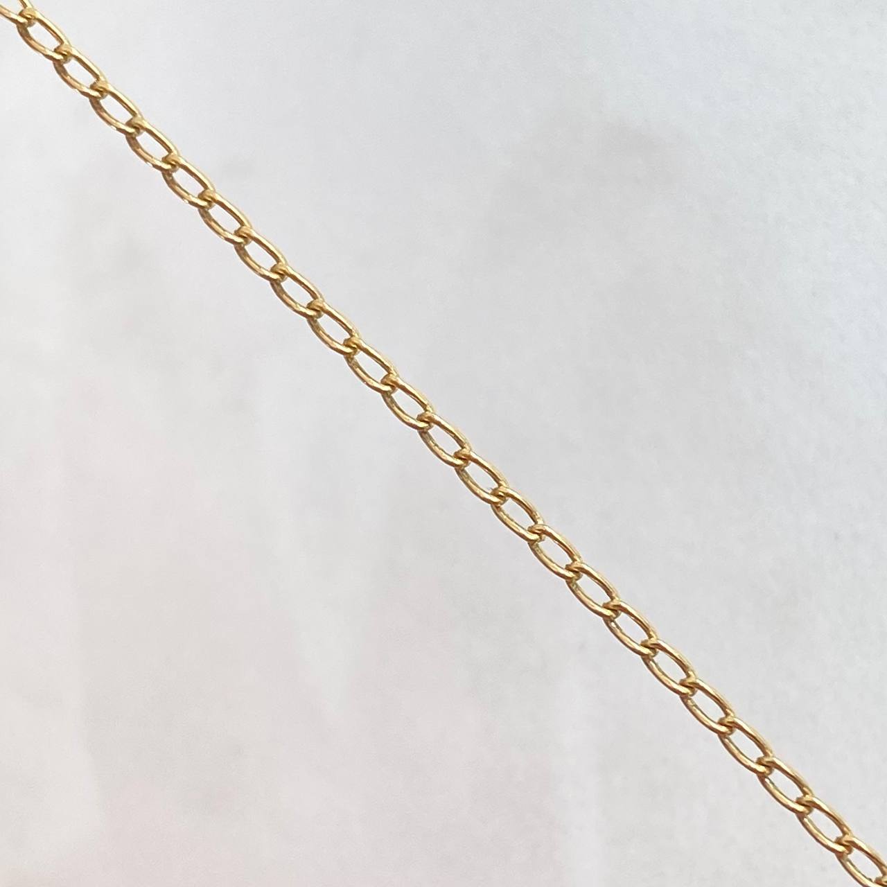 Cadena Espiga Trebol VCyA 4.6gr / 50cm / 1mm Resina Negra Borde Punteado Oro Amarillo 18K