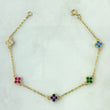 Pulso Aro Seguido Flores Borde Texturizado 2.9gr / 17cm / 1.5mm Circones azul Verdes Fucsia Blancos Oro Amarillo 18K