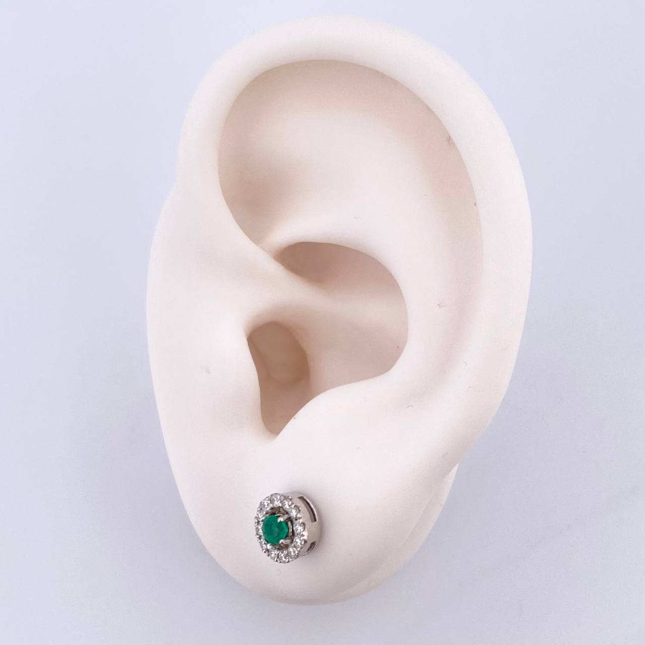Topos Halo Movil 2.25gr / 6.7mm Esmeraldas 36Pts - Diamantes Blancos 25Pts Oro Blanco 18K (Joya)