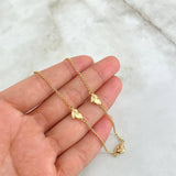 Tobillera Espiga Corazones 2.75gr / 25cm / 1.3mm Troquelado Liso Oro Amarillo 18K