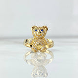Anillo Oso Basteado 3.5gr / T6 3/4 / Circones Blancos Y Azules Oro Amarillo 18K