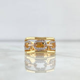 Anillo Triple Cajon Horizontal 5.5gr / T7 1/4 / Circones Blancos Dos Oros Amarillo Rosa 18K