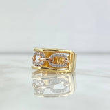Anillo Triple Cajon Horizontal 5.5gr / T7 1/4 / Circones Blancos Dos Oros Amarillo Rosa 18K