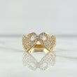 Anillo Doble Corazón Enlazado 3.8gr / T6 3/4 / Circones Blancos Oro Amarillo 18K