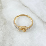 Anillo Fe 2.15gr / T6 3/4 / Circones Blancos Oro Amarillo 18K