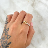 Anillo Fe 2.15gr / T6 3/4 / Circones Blancos Oro Amarillo 18K