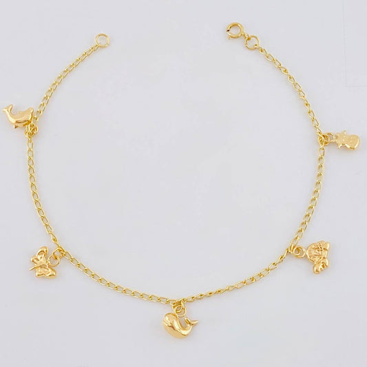 Pulso Espiga Dijes Animales 2.6 g / 19 cm / 1.6 mm Oro Amarillo 18K